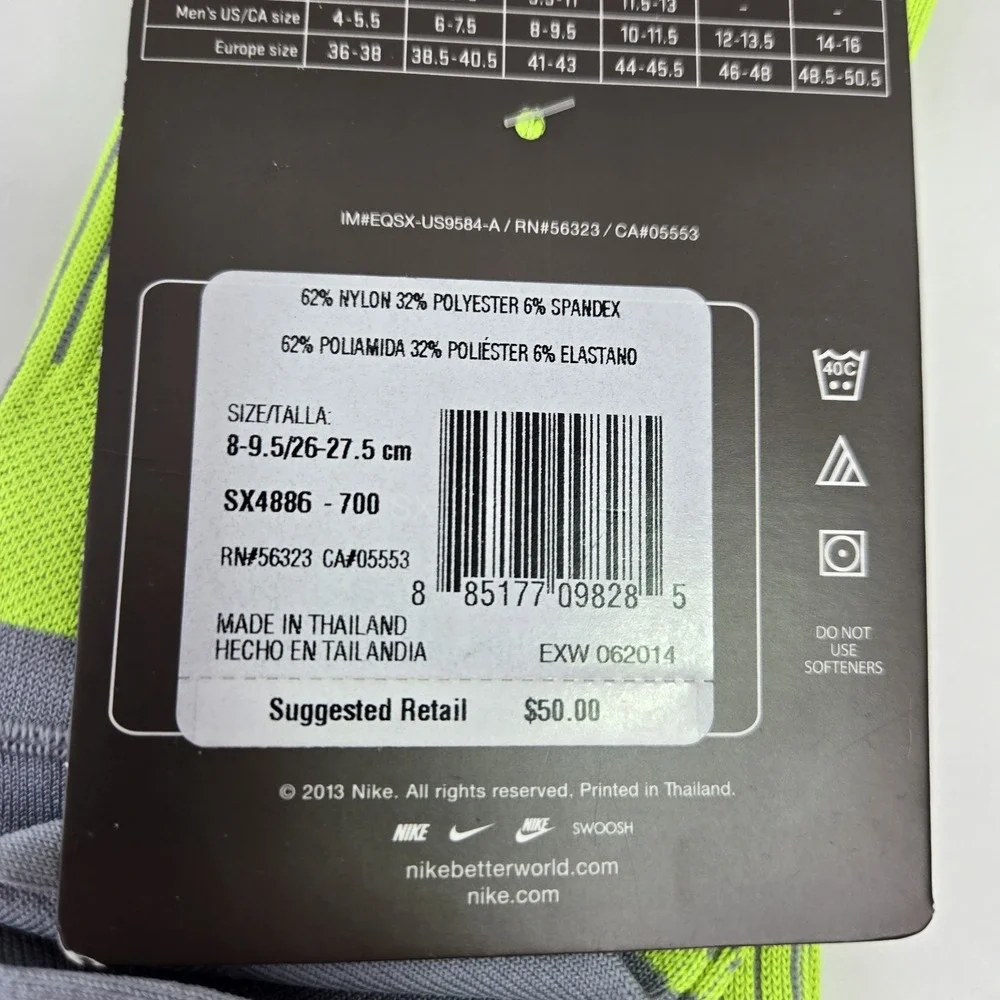 Nike Elite Graduated Compression OTC Running Socks Mens Size 8-9.5 Womens 9.5-11